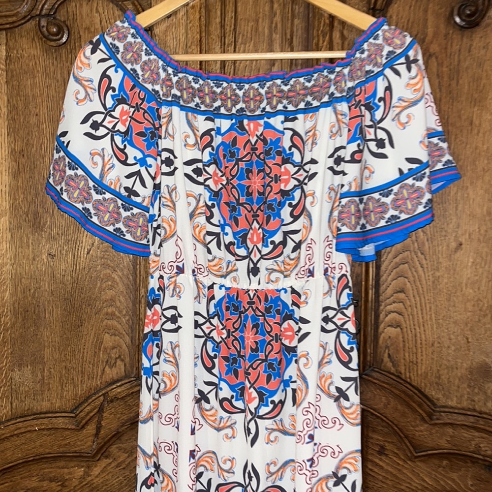 Flying Tomato bohemian short sleeve off the shoulder ruffle maxi dress - Picture 7 of 16